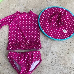 Ruffle Butts girls swimsuit & matching hat